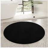 Homie Living Badematte Porto Azzurro, Höhe 30 mm, rutschhemmend beschichtet, fußbodenheizungsgeeignet, schnell trocknend, Polyester, rund, Badteppich, uni, rechteckig & rund, waschbar, Badezimmerteppich schwarz rund | Ø 90 cm x 30 mm
