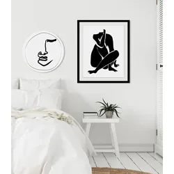 Bild QUEENCE "Anna", schwarz (farbe rahmen: schwarz, farbe bild(er): schwarz), B:40cm H:50cm, Acrylglas, Papier, Holz, Bilder, HD Premium Poster-Druck inkl. Holzrahmen
