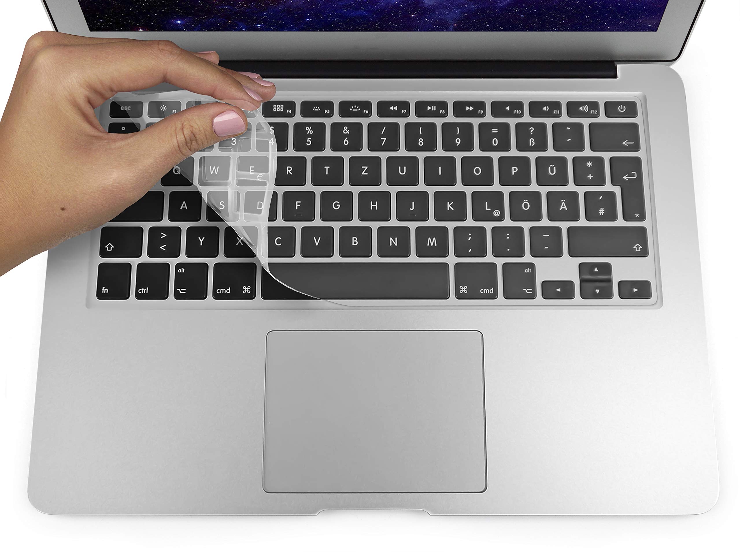 MyGadget Tastaturschutz für Apple MacBook Pro Retina 13 & 15 Zoll (bis 2016) | Air 13 Zoll (bis 2018) - Folie für EU Tastatur - Transparent