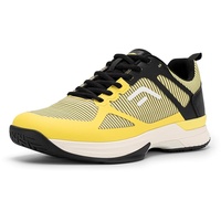 FitVille Herren Tennisschuhe Extra Weit Sportschuhe rutschfeste Hallenschuhe Atmungsaktive Badminton Schuhe Bequeme Fitnessschuhe Sneaker für Breite Füße,Gelb mit Schwarz,49 EU,X-Weit - 49 EU X-Weit