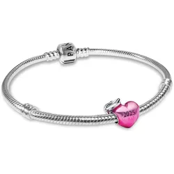 Pandora 28506 Damenarmband Starter-Set Pinkfarbener 2025 Abschluss Herz-Charm, 18 cm