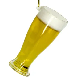 Christbaumschmuck 9cm Glas Bierglas Figur Weihnachtsbaum Anhänger Weihnachten Christbaumanhänger Weihnachtsbaumschmuck Alkohol Hefeweizen Bier Gelb