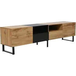 Merax Moderner TV-Ständer mit schwarzem und holzfarbenem Design – geräumiger Stauraum, robuste Konstruktion