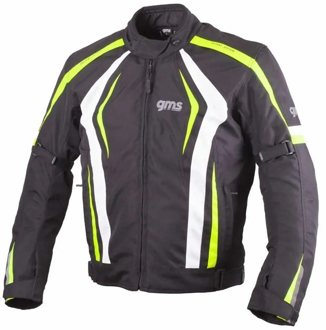 GMS Pace Motorrad Textiljacke, schwarz-weiss-gelb, Größe M für Männer