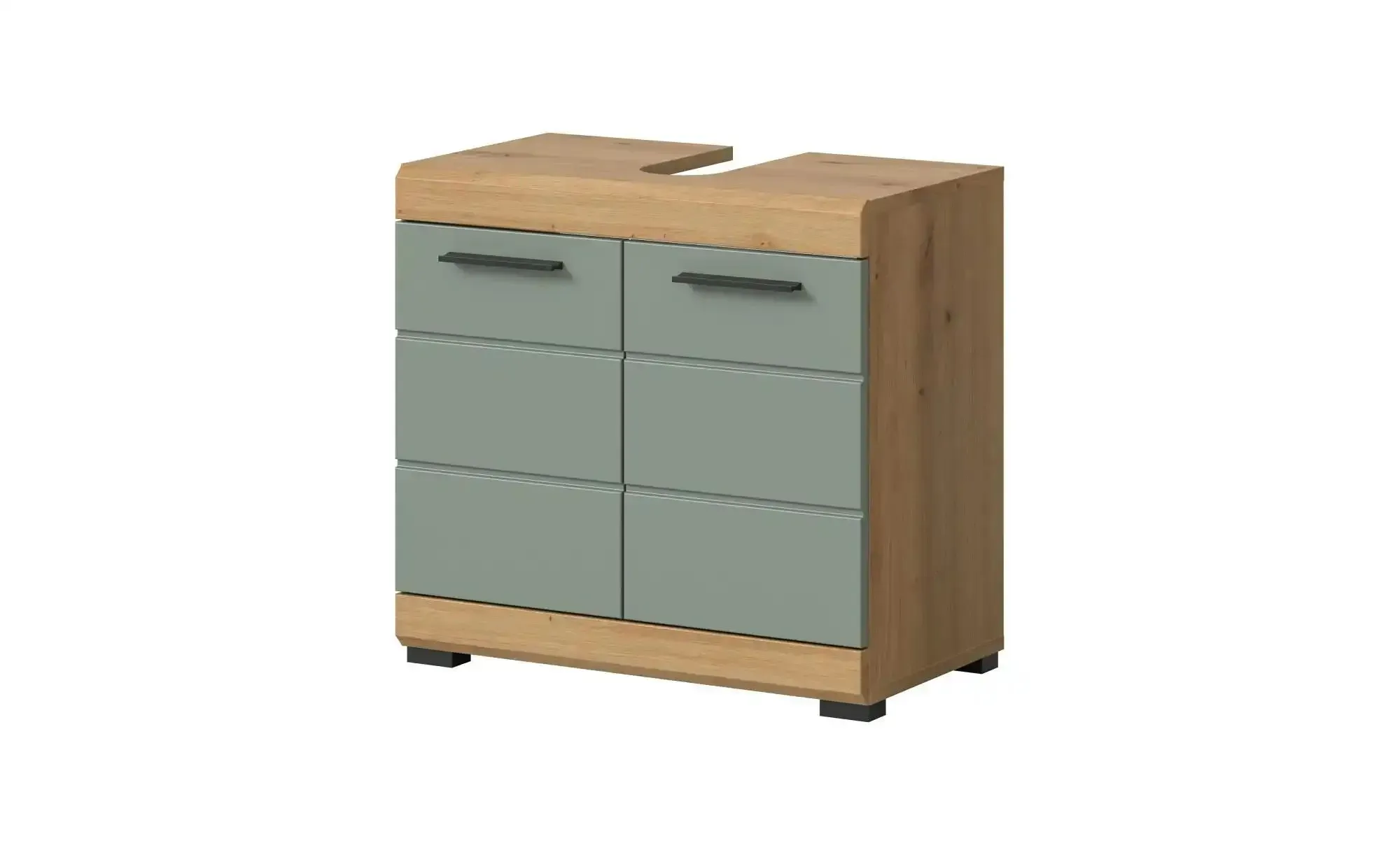 Waschbeckenunterschrank SCHLOONSEE  Breite 60cm  2 Tür  2 Fächer  mit Siphonausschnitt  MDF-Front in verschiedenen Farben erhältlich  Badmöbel  Badschrank  Kommode  Bad  Schloonsee , grün , Maße (cm): B: 60 H: 56