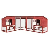 vidaXL Kleintierkäfig Kaninchenstall mit Freilauf 0 x 0 x 0 cm rot, weiß