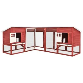 vidaXL Kleintierkäfig Kaninchenstall mit Freilauf 0 x 0 x 0 cm rot, weiß