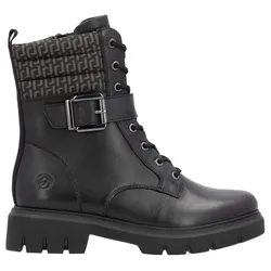 Winterstiefelette REMONTE, Damen, Gr. 38, schwarz, Leder, Lederimitat, unifarben, modisch, Schuhe, Blockabsatz, Winterboots, Schnürboots mit Innenreißverschluss