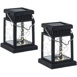 LED Solar Mini Laternen - 20 warmweiße LED - Dämmerungssensor - H: 12,5cm - schw...