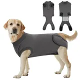 Hjumarayan Hunde Body - OP Anzug Hund Genesungsanzug | Alternative zum Halskragen | Atmungsaktiv, Weich & Elastisch | Verhindert Lecken & Kratzen | Für Rüden & Hündin, Grau XXL