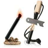 CampFeuer Feuerzeug Feuerstahl Set mit, Multi-Tool und Zunder, Notfallausrüstung, Survival (Set, Feuerstahl, Multi-Tool und Zunder) beige