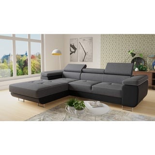 Sofnet Ecksofa Divo, mit Schlaffunktion und Bettkasten, Schlafsofa mit einstellbare Kopfstützen - Wohnlandschaft schwarz