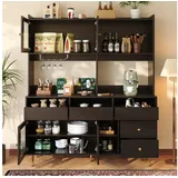 Odikalo Küchenbuffet Esszimmer Buffetschrank Sideboard Weinregal Küchenschrank Mehrfarbig schwarz
