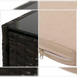 Mendler Poly-Rattan Garten-Garnitur HWC-N98, Sitzgruppe Lounge-Set, Metall Glas Stoff/Textil (180g/m2) ~ braun, Kissen creme