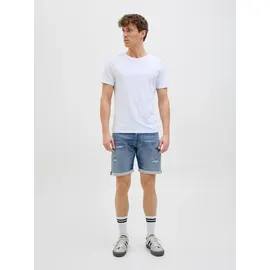 JACK & JONES "JJIRICK JJICON I.K. SHORTS GE 136 SN", Herren, Gr. XS, N-Gr, blau (blau denim), Web, Obermaterial: 48% Baumwolle, 26% Viskose, 25% Polyester, 1% Elasthan, unifarben, regular fit kniefrei, Hosen Shorts, im Five-Pocket Style