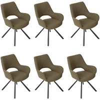 MEUBLE COSY Esszimmerstühle 6er Set Küchenstuhl Polsterstuhl mit Armlehne Sessel Sitzfläche aus Stoff Metallbeine, Grün, 58.5x59x81cm, Metall