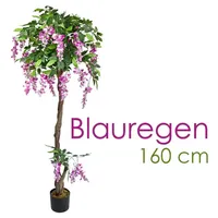 Decovego Blauregen Wisteria Glyzinie Kunstpflanze Künstliche Pflanze mit Echtholz