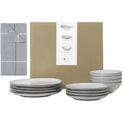Geschirr-Set BROSTE COPENHAGEN "Nordic Sand, inklusive Geschirrtuch Set", beige (natur), 13 tlg., Keramik, Geschirr-Sets, Beliebte Geschirr Sets Exclusiv mit Geschenk