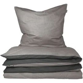 SCHIESSER Doubleface Renforcé silber/schwarz 155 x 220 cm + 80 x 80 cm