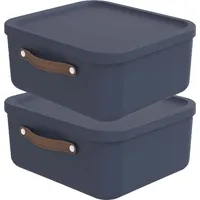 Rotho 2er-Set Aufbewahrungsbox mit Deckel 20 l, Kunststoff, blau,