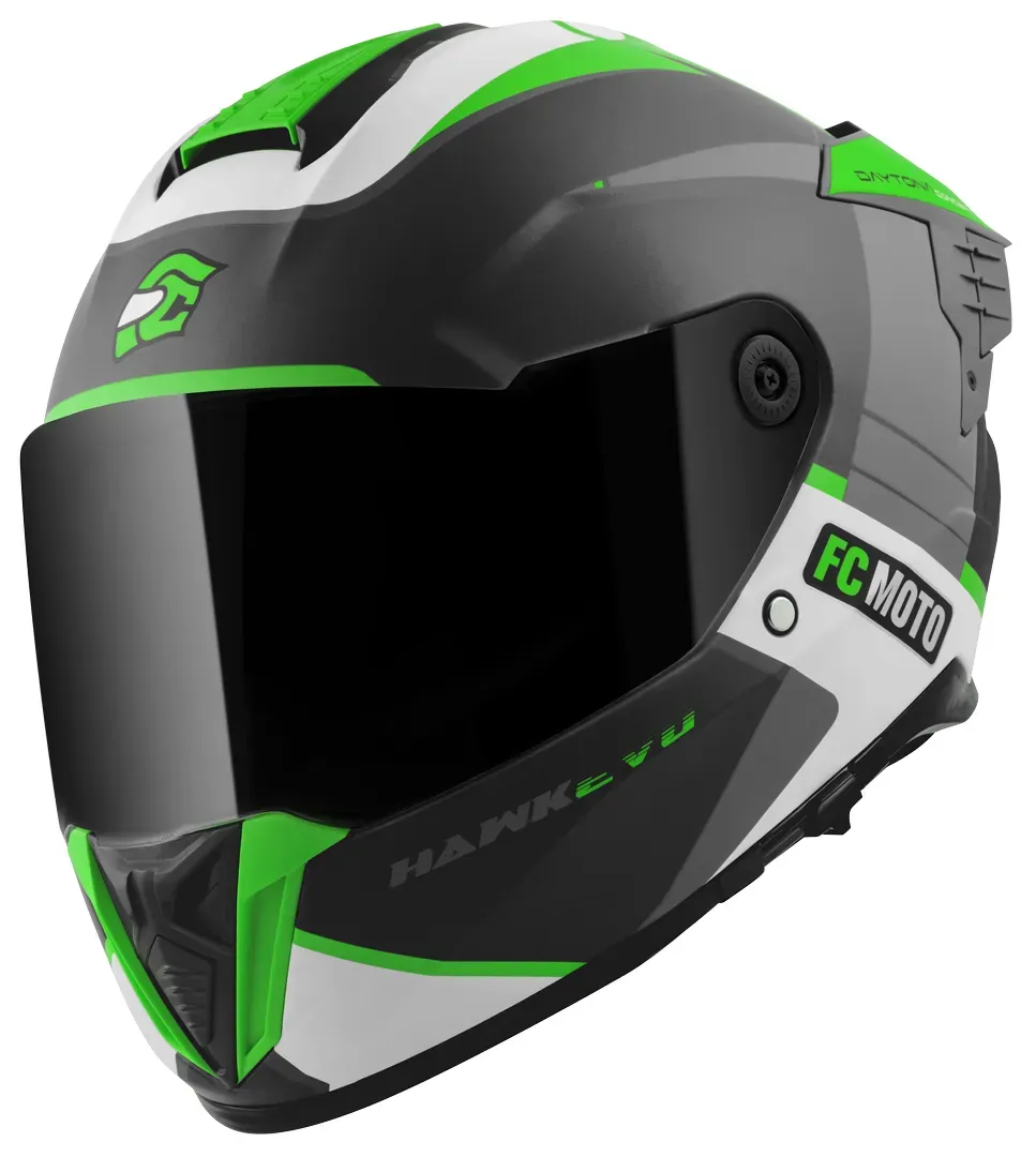 FC-Moto Hawk EVO-X Helm, schwarz-weiss-grün, Größe M für Frauen