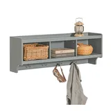 SoBuy Wandgarderobe Flurgarderobe Kleiderhaken Hängeregal mit 3 Körben und 4 Haken Garderobe Hellgrau bht ca.: 100x35x25cm