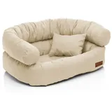 Juelle Hundebett - Großhundesofa, Abnehmbarer Bezug maschinenwaschbar, flauschiges Bett, Hundesessel Santi S-XXL (Größe: XL - 120x85cm, Ecru)