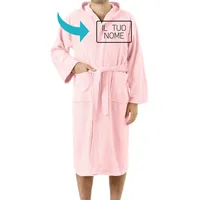 Baroni Home Frottee-Bademantel mit Kapuze, Bademantel für Damen und Herren, 100 % Baumwolle, saugfähig und bequem, Größe S, M, L, XL, Rosa, 50-52 - 44-52