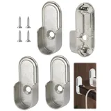 JTKREW 4 Stück Kleiderstangenhalter, Kleiderstange für Schrank, Einfach Montage, Kleiderstange Halterung, Stabhalter für Rundstab, Stangenhalter Kleiderstangenhalterung Silber