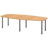 Bümö Konferenztisch, Buche, Graphit, Nachbildung,Buche, Oval, 280x74x130 cm, FSC