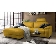 KAWOLA Ecksofa motorischer Relaxfunktion LOLA Gold Webstoff Relaxfunktion