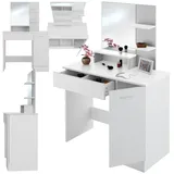 Tectake tectake® Schminktisch, im modernen Look, 3 offene Ablagen, unterteilte Schublade, 90 x 40 x 137,5 cm