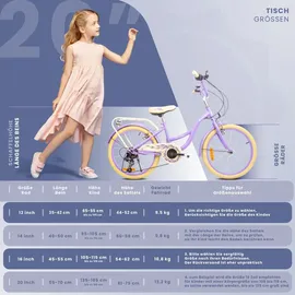 SUN BABY Mädchen fahrrad 20 Zoll mit SHIMANO 6-Gang Flower Bike lavendel - Violett