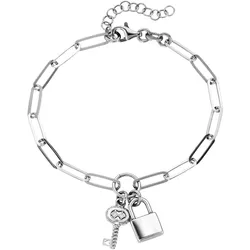Smart Jewel Armband mit Anhänger Schloss und Schlüssel, Silber 925 Armbänder & Armreife   Silber 