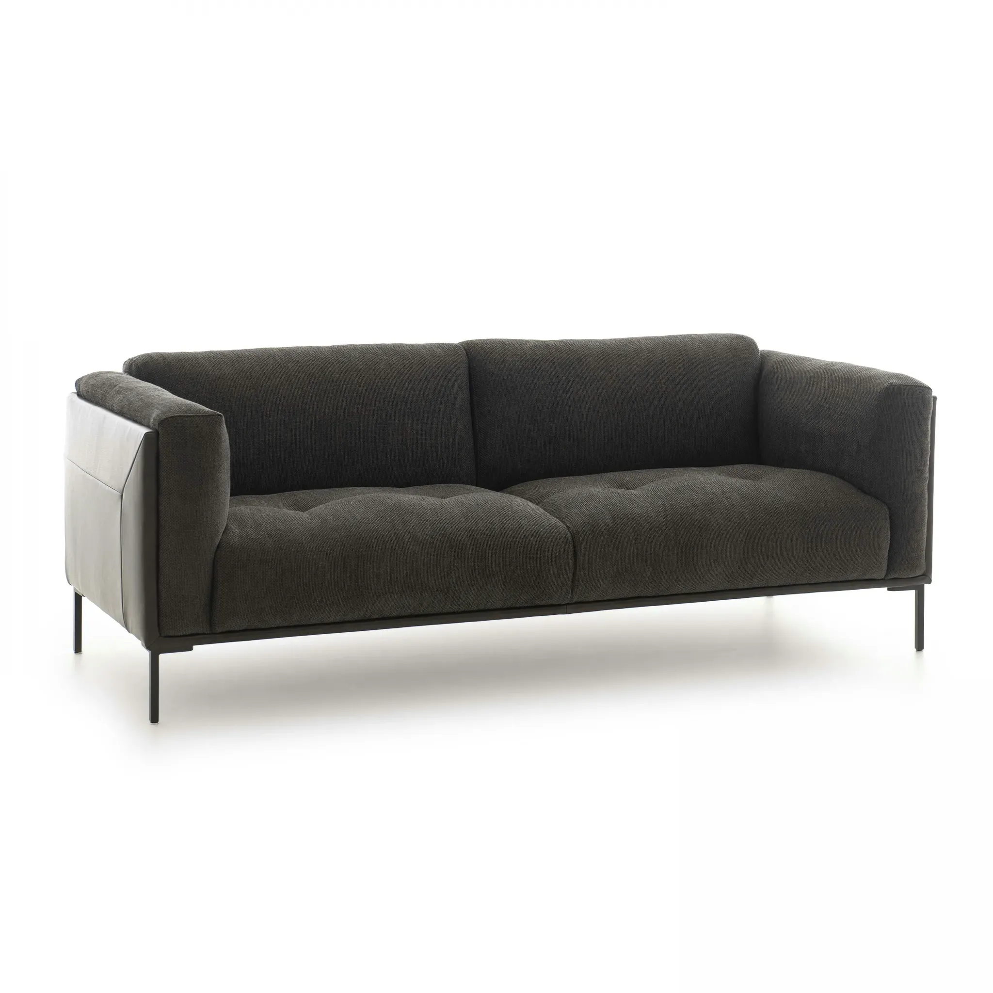 Oviala Business 3-Sitzer-Sofa aus zwei Materialien schwarz