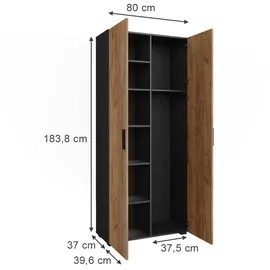 Vicco Ingo Aktenschrank 80 x 183,8 cm Anthrazit/Goldkraft Eiche