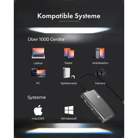 Icy Box USB-C zu 3x HDMI Adapter 20 cm Schwarz