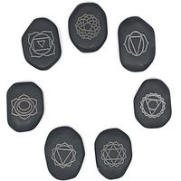 Saraswati Hot Massage Stone 'Chakra' graviert Set7