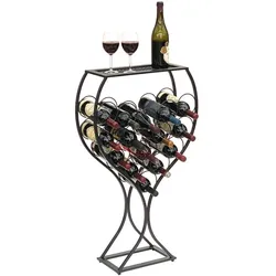 DanDiBo Weinregal Weinglas Design Metall Schwarz Flaschenregal stehend 100 cm 96211 für 15 Flaschen Schmiedeeisen