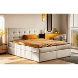kaiser möbel Boxspringbett mit matratze und bettkasten, Schlafbett LUDANO stoff Soro 120x200 cm Hellbeige