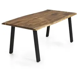 SalesFever Esstisch, Akazienholz, natur/schwarz - braun