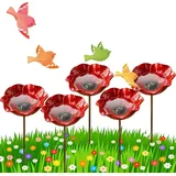 Metall Gartenstecker Vogeltränke, Bienentränke Keramik Blume, Wetterfeste Gartendeko Insektentränke Für Draußen (5PCS)