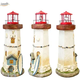Lemodo Leuchtturm mit Solar-Rundum-Leuchte rot, Gartendekoration
