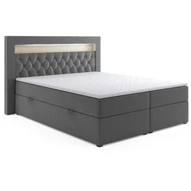 m-punkt Boxspringbett Paris 180 x 200 cm H3 Grau