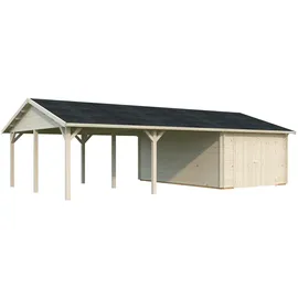 Palmako Garage Roger 19,0 + 33,2 m2 - 44 mm - mit Holztor naturbelassen