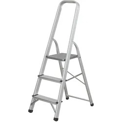 Trittleiter klappbar 3 Stufen, Aluminium, rutschfest, belastbar bis 150kg, Stehleiter