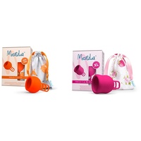 Merula Cup fox (orange) - One size Menstruationstasse aus medizinischem Silikon & Cup XL strawberry (pink) - Die Menstruationstasse für die sehr starken Tage