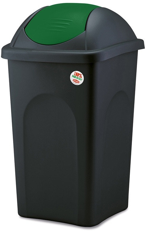 Mülleimer, Abfalleimer Multipat, 60 Liter, mit Schwingdeckel, grün