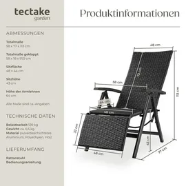 Tectake Rattanstuhl Brisbane 58 x 77 x 113 cm schwarz