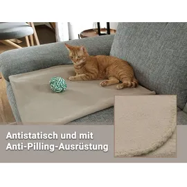 ZOLLNER Kuscheldecke in Sand - weiche Couchdecke in 130x170 cm - mit Kettelrand - Polyester - waschbar bis 95°C – Hotelqualität - Oeko Tex® Zertifiziert